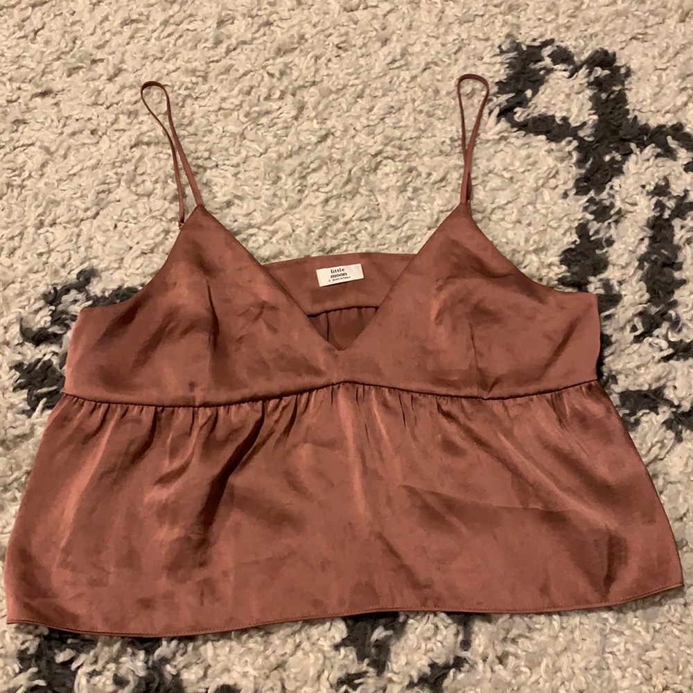 Little Moon Rust Brown Satin Camisole